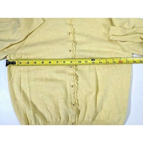 Cabi Cardigan Sweater Yellow Size Medium Lace Confetti Sunny Sunshine Academia - Picture 10 of 14